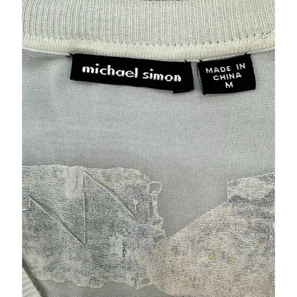 Vintage Michael Simon Sheer White Sequin Novelty Cardigan Fashion Motif Size M - Picture 6 of 11
